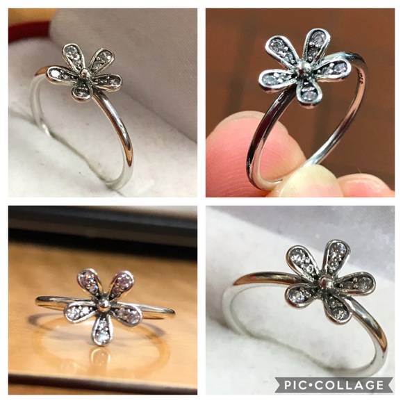 Pandora dazzling daisy silver flower ring Sz 7 - Picture 3 of 12